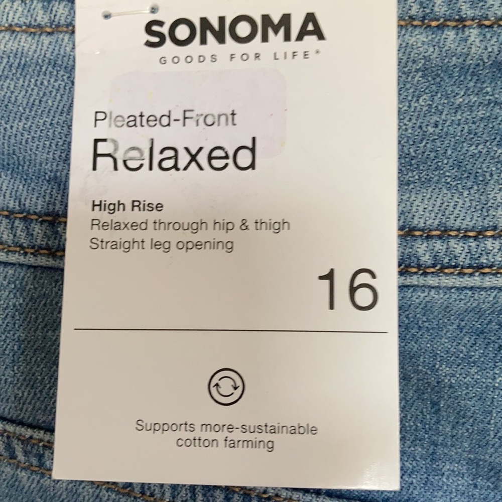 Sonoma relaxed pleated front jean high rise straight leg opening casual retro 16 - Picture 4 of 17
